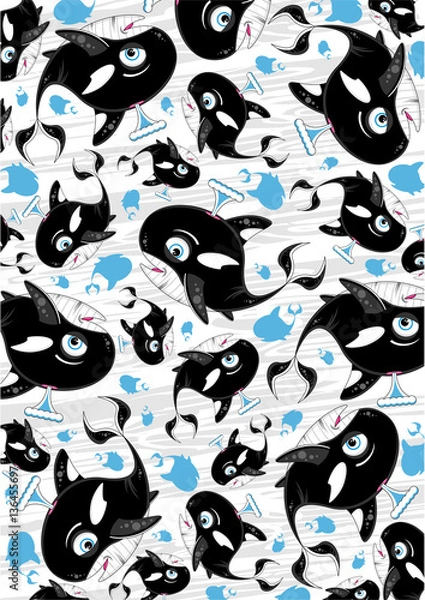 Obraz Cute Cartoon Killer Whale Pattern