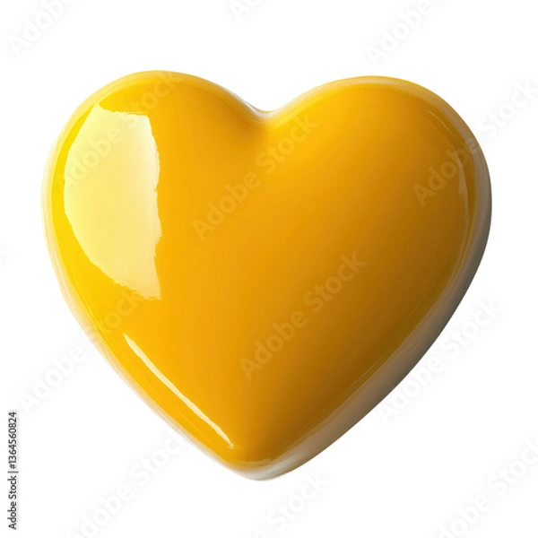 Fototapeta vibrant yellow heart shape, glossy and smooth, isolated on transparency background, radiating warmth and positivity