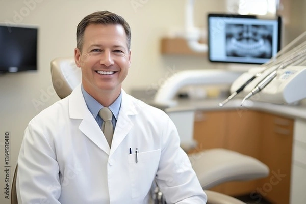 Obraz Man feeling relieved and happy after a relaxing dental visit