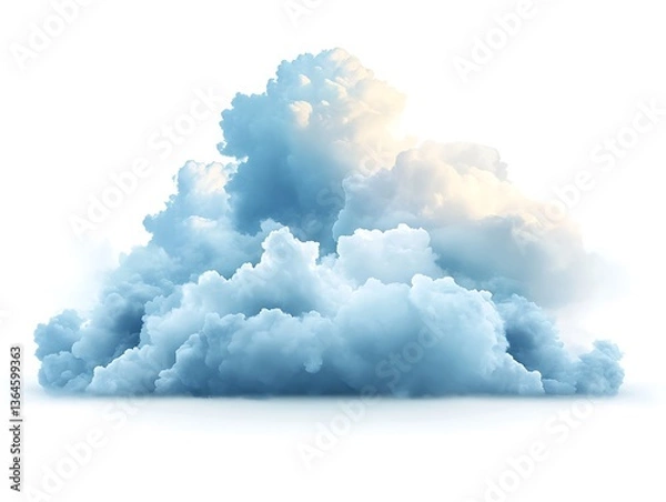 Fototapeta Fluffy Clouds Against White Background