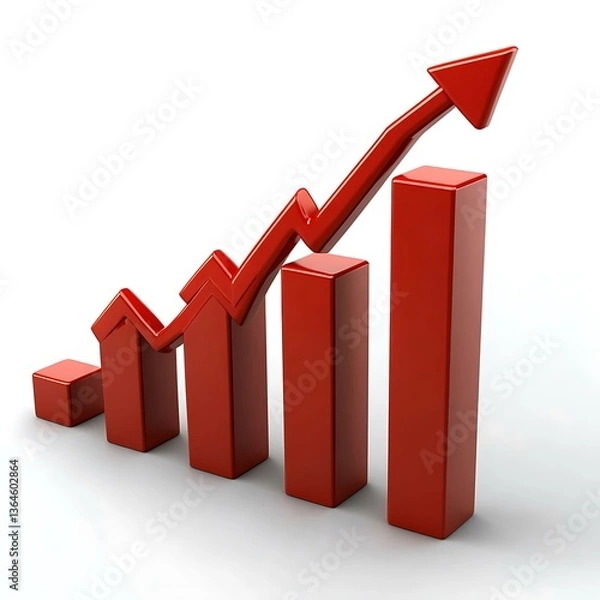 Obraz Red chart shows upward trend