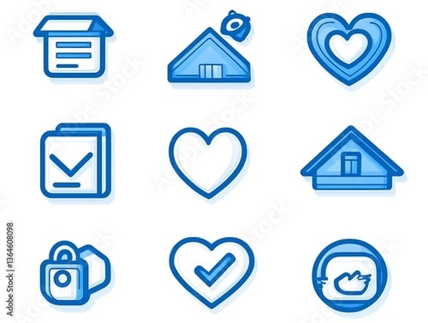 Obraz Blue Flat Icons Set.