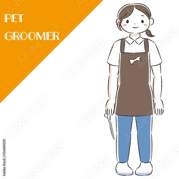 Obraz ペットトリマーの女性のイラスト