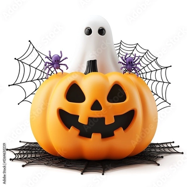 Fototapeta Halloween Pumpkin Ghost Web.