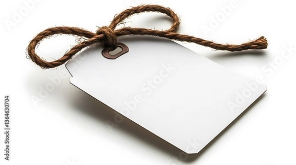 Fototapeta Empty Tag Tied with Rope