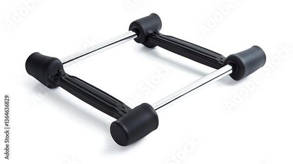Fototapeta A black and silver object with a white background