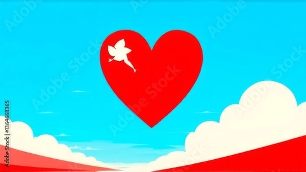 Obraz red heart on a blue background