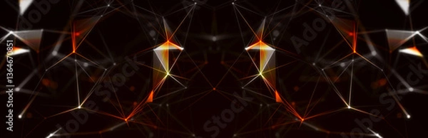 Fototapeta Abstract digital communication points. Technological background. Network connection structure. Color plexus effect. 3D