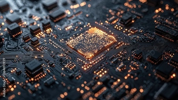 Obraz Close-up Circuit Board with Chip