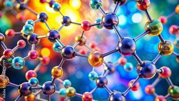 Fototapeta Aldohexose Molecular Structure: Biochemistry & Nutrition - Bokeh Background