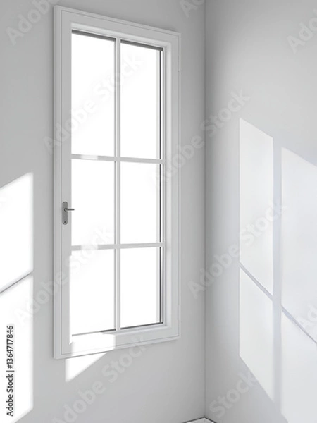 Fototapeta Realistic shadows from window isolated on transparent background. Light and shadow overlay. Window shae in room interior for natural light effects. Modern decoration design elements, Mock up, template