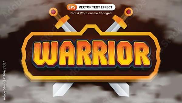 Fototapeta Warrior Text Effect Template with Swords Illustration