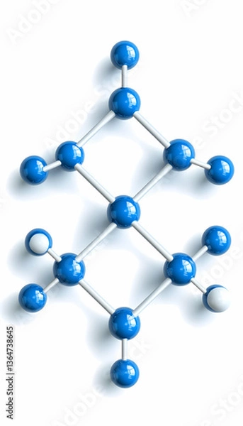 Fototapeta Abstract 3D molecular structure with blue and white spheres