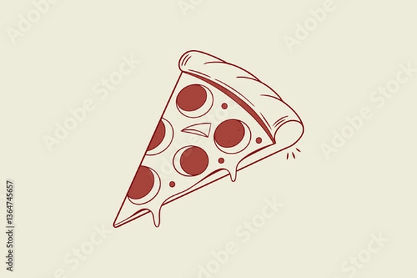 Obraz Minimalist vector illustration of a pizza slice with a single pepperoni circle