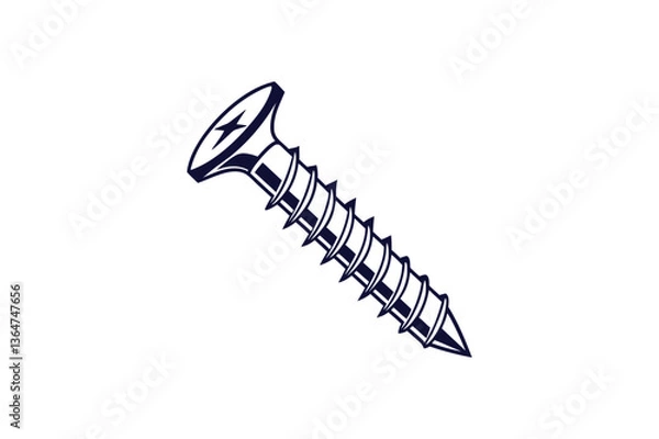 Obraz Minimalist vector illustration of a screw with a single thread line