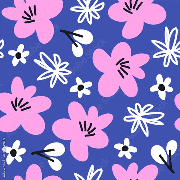 Fototapeta Seamles pattern with flowers. Vector