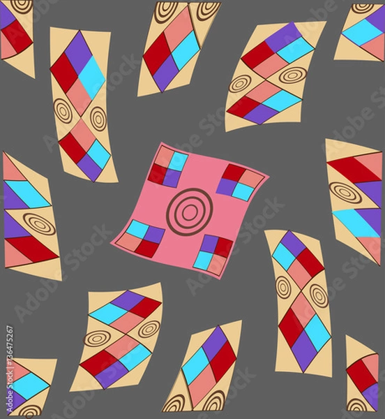 Obraz Multicolored geometric figure with a pattern on a dark gray background