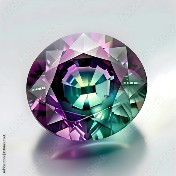 Fototapeta A striking alexandrite gemstone with a mesmerizing color-changing effect. Generative AI