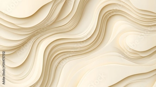Fototapeta Elegant abstract beige waves, smooth flowing patterns create a soothing and modern backdrop, perfect for minimalistic designs.
