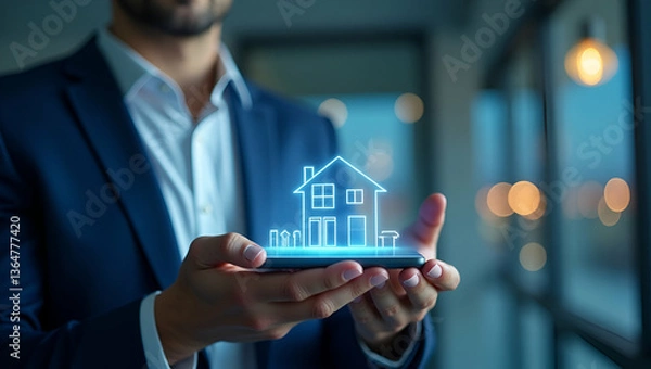 Obraz Smart Home Automation App: Control Your Home with Tech Overlay Design