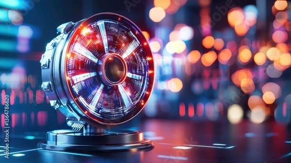 Fototapeta Futuristic Neon Lighting Abstract with Glowing Beams and Vibrant Bokeh  Captivating digital with dynamic electric energy alluring luminous effects and a sense of technological innovation and creative