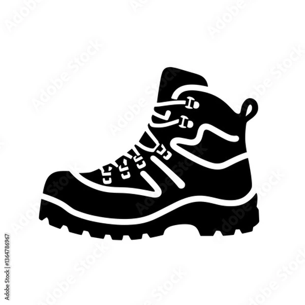 Obraz Hiking boot silhouette in black vector style