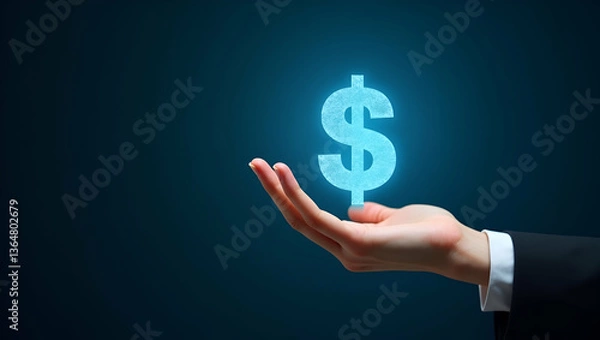 Fototapeta Flat Hand Showcasing Holographic Expense Evaluation Tools for Profit and Loss Analysis - A Cute Vector Illustration for Smart Business Insights on Financial Management