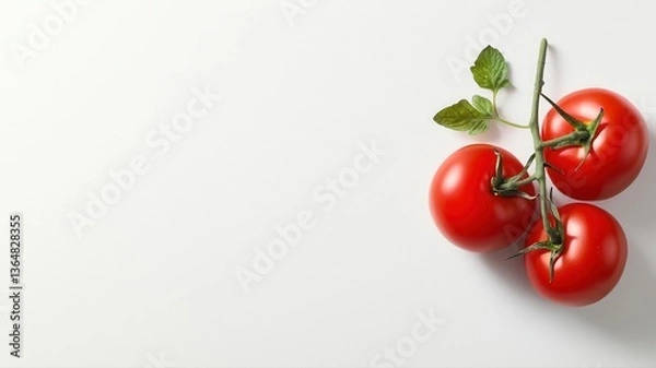 Fototapeta Fresh red tomatoes on a white background, perfect for culinary and healthy eating concepts.