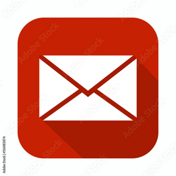 Obraz Envelope, mail long shadow flat icon vector illustration.