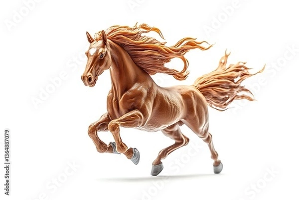 Fototapeta 3D Realistic Horse Figurine with Flowing Mane.