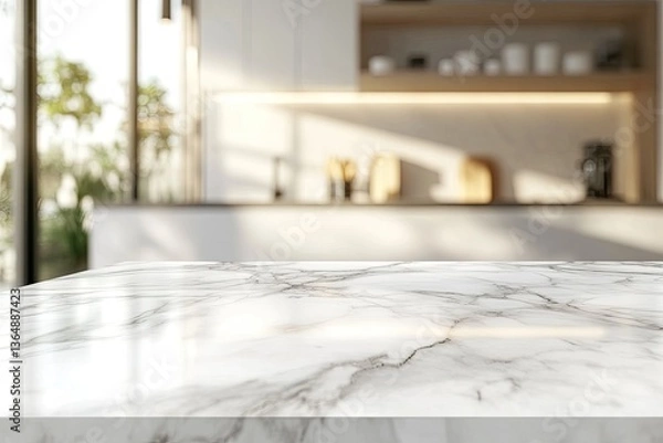 Obraz Empty marble countertop, modern kitchen background