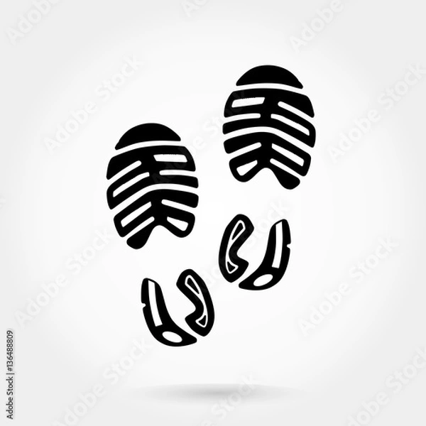 Fototapeta pair footprints of classic sneakers, vector, illustration,