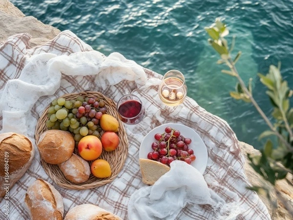 Fototapeta Seaside Picnic Setup