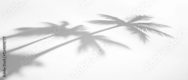 Fototapeta Black and white photograph of two palm trees. the trees are silhouetted against a plain white background, creating a sense of depth and dimension.