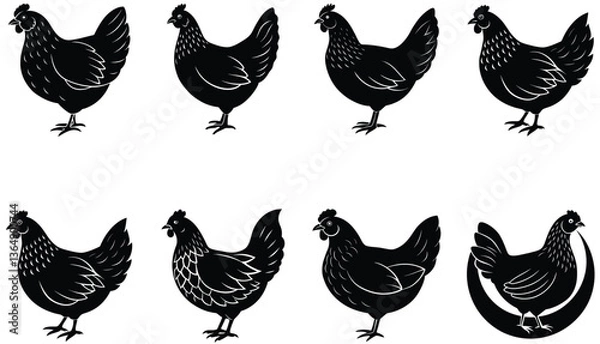 Fototapeta Brooding Hen Vector Shilhouette Bundle Set Collection