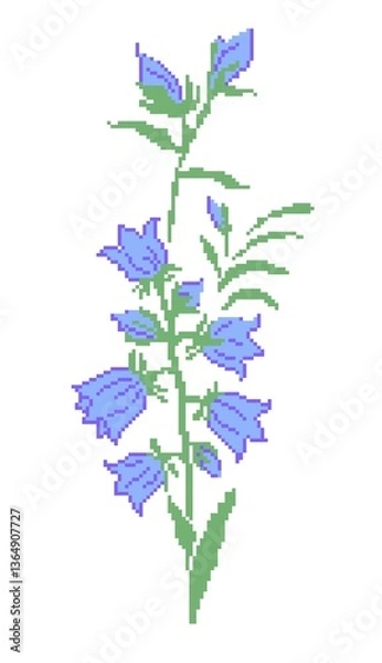 Obraz pixel art.flowers bells, pattern for knitting, embroidery and children's creativity