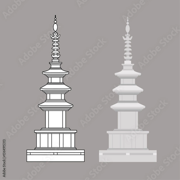 Obraz Three-story Stone Pagoda at Bulguksa Temple in Gyeongju