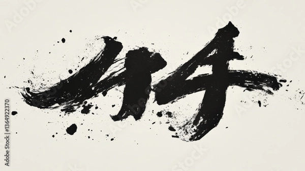 Fototapeta Abstract black brushstrokes on white background