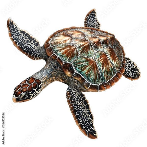 Obraz Sea Turtle Stock Photo on white background
