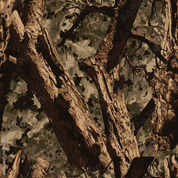 Fototapeta tree bark camouflage, wood camouflage, vintage bark camo
