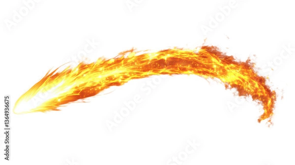 Fototapeta Fiery Trail: A vibrant, dynamically curving streak of intense fire, rendered with realistic textures and fiery hues, evoking raw energy.