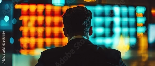 Fototapeta AIpowered stock market analyst forecasting financial trends with predictive modeling, fintech innovation, no face