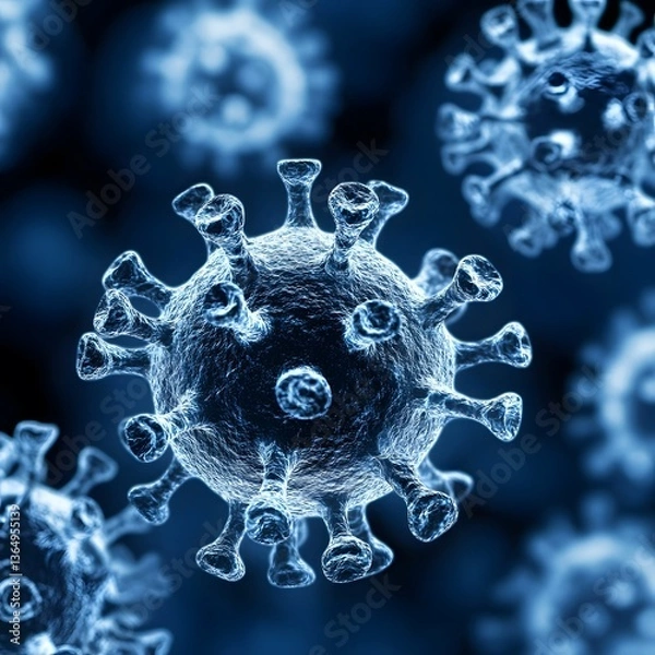 Obraz Virus on blue background.