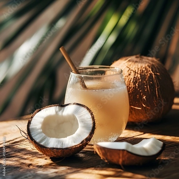 Obraz Coconut drink with coconut.