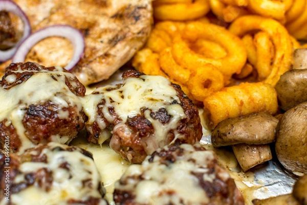 Fototapeta Mixed meat with vegetables