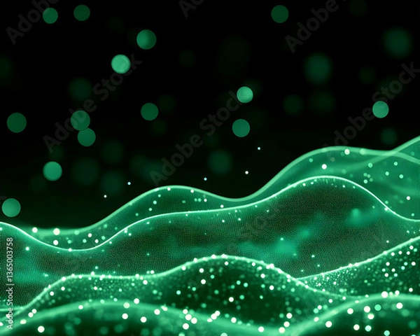 Fototapeta Emerald green abstract digital waves