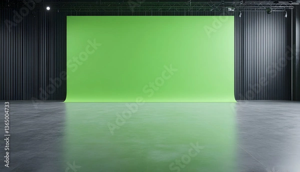 Fototapeta Empty Studio with Green Screen