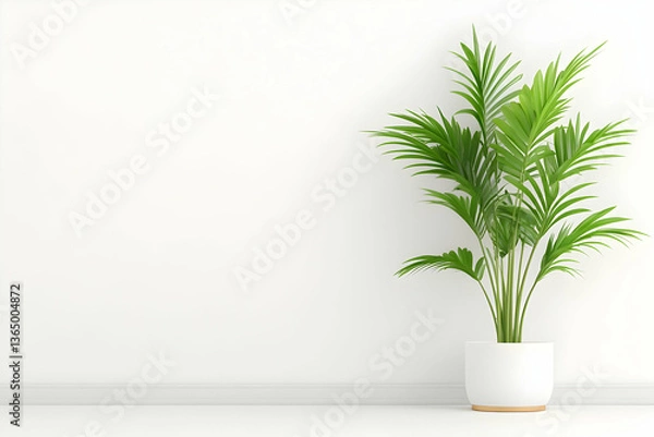 Obraz Empty white wall with potted palm plant