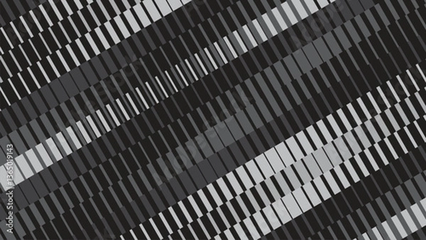 Obraz Metal Abstract Monochrome Black Lined Background Illustration. Dynamic Shaped Minimal Style Backdrop For Video Motion 