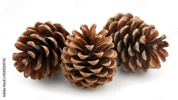 Fototapeta Three pine cones on white background (2)